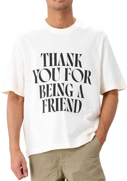 AMI Paris AMI Paris T-shirt Beige Signature Print Teeshirt