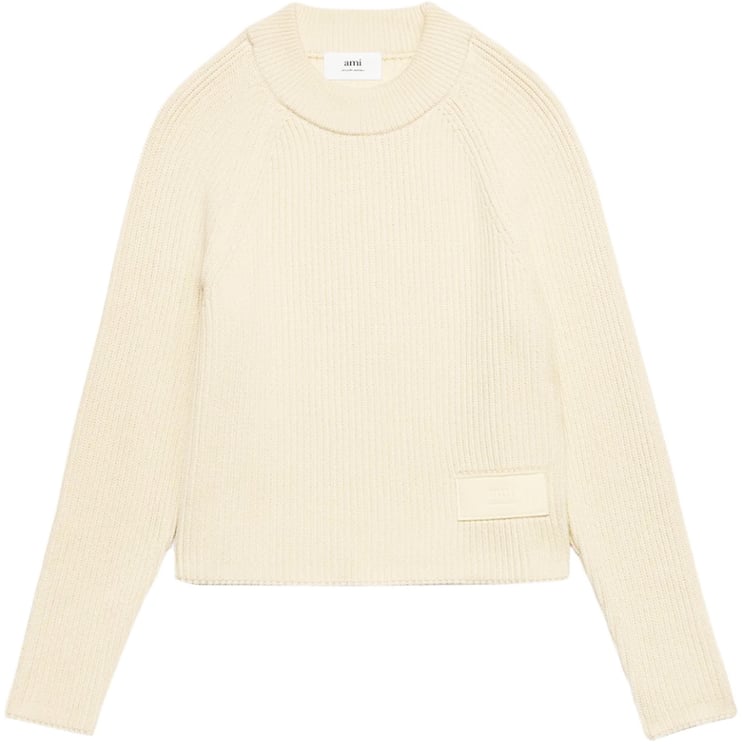 AMI Paris Logo Patch Ribbed Sweater