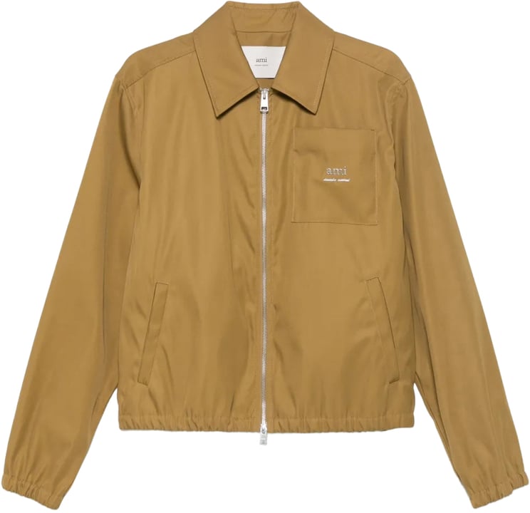 AMI Paris Logo Plaque Twill Bomber Jacket