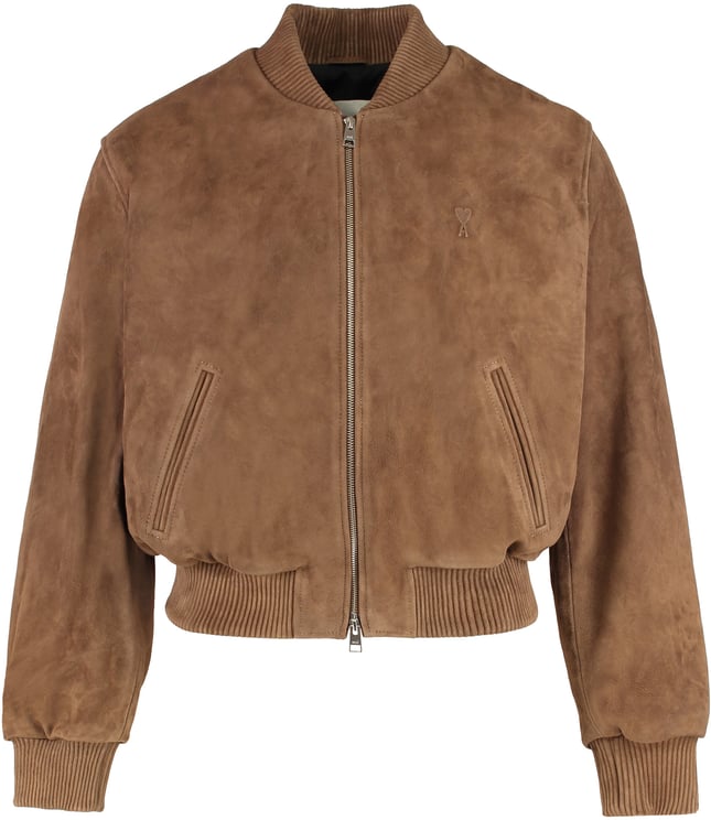 AMI Paris Brown suede bomber jacket
