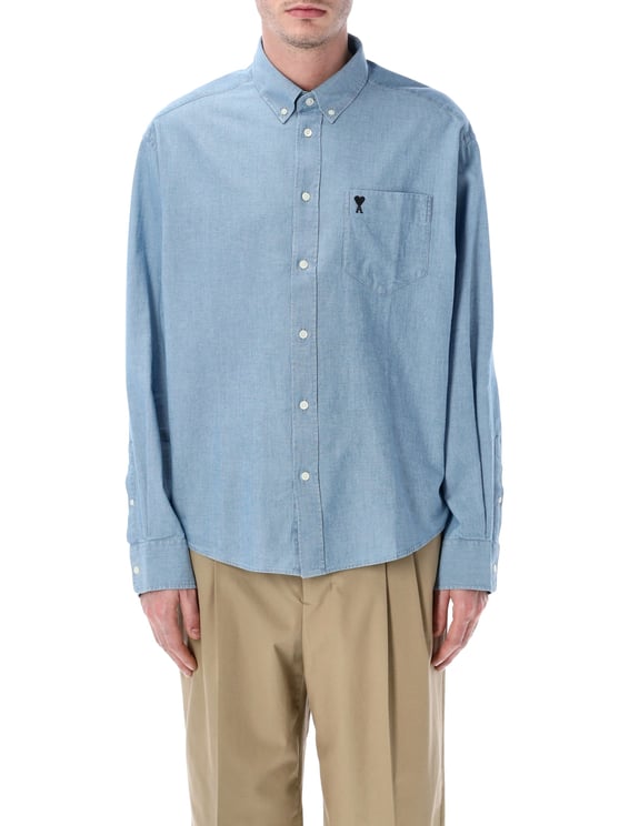 AMI Paris Chambrai Shirt Mid Blue