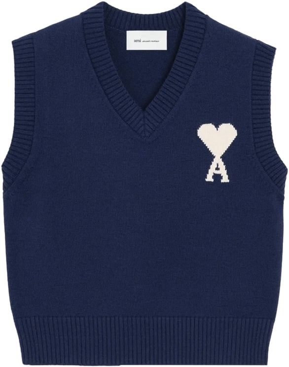 AMI Paris V-hals trui ADC ENCRE/ECRU