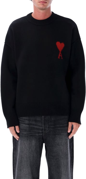 AMI Paris Crewneck Knit Big Heart Nero