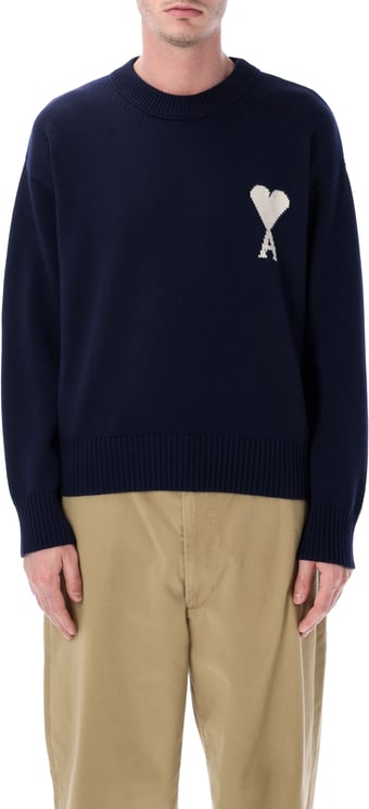 AMI Paris Ami De Coeur Crewneck Blu