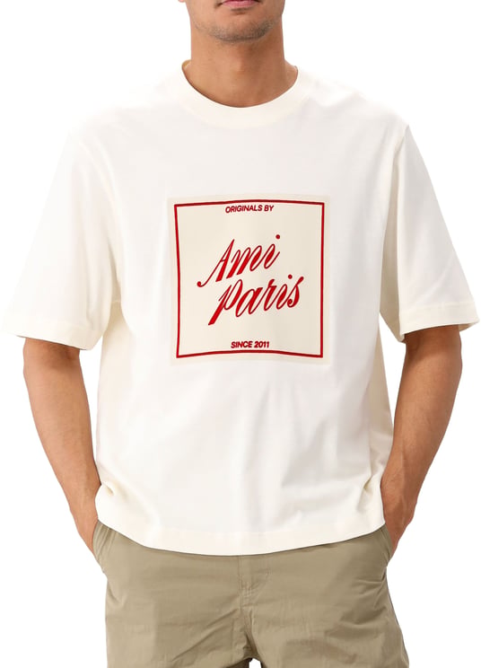 AMI Paris AMI Paris T-Shirt Beige Heritage Print