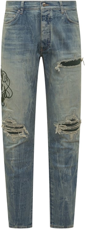 Amiri Jeans Slim Con Strappi E Ricami