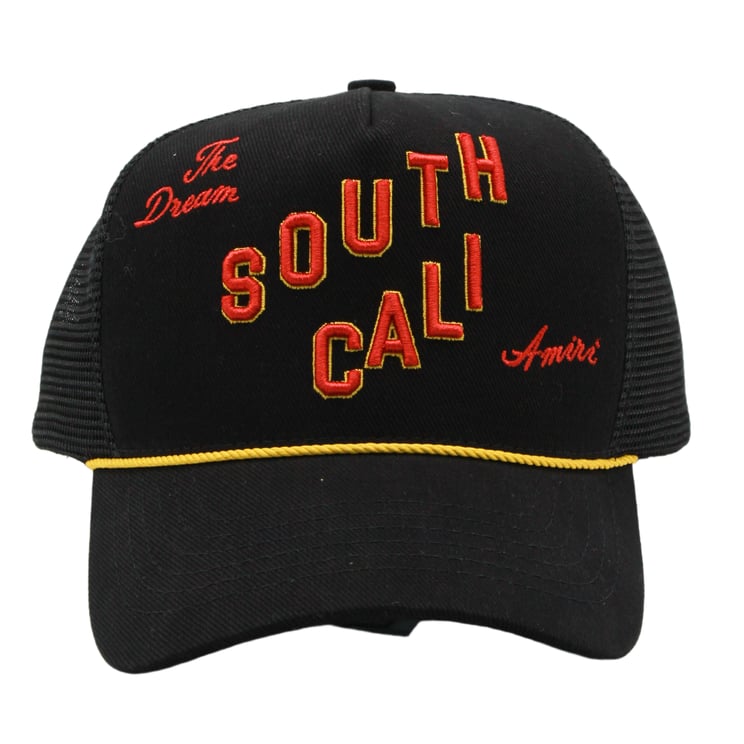Amiri Black Mesh Trucker Hat with Bold Embroidery