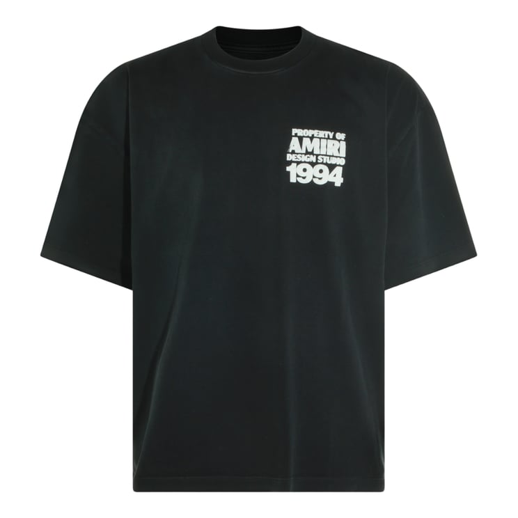 Amiri Short-Sleeve Black T-Shirt with Distressed Typography