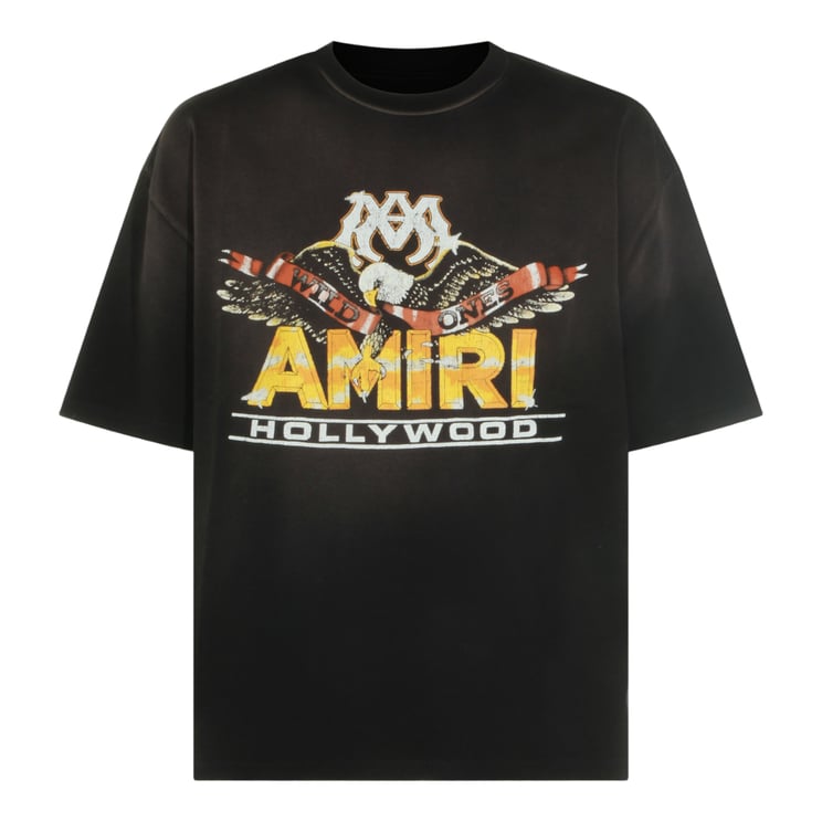 Amiri Oversized Black Graphic Print T-Shirt with Eagle Design