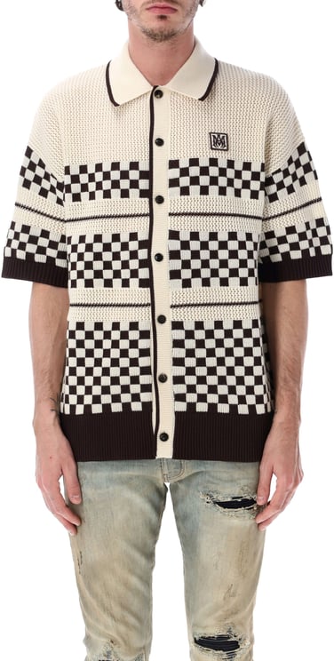 Amiri Bowling Knit Shirt Alabaster Brown