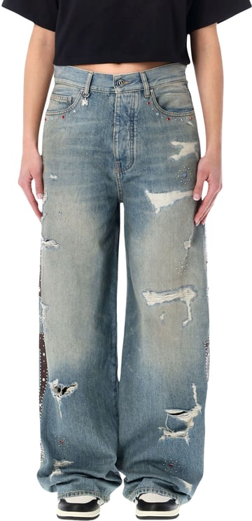 Amiri Bones Studded Jeans Driftwood Blue