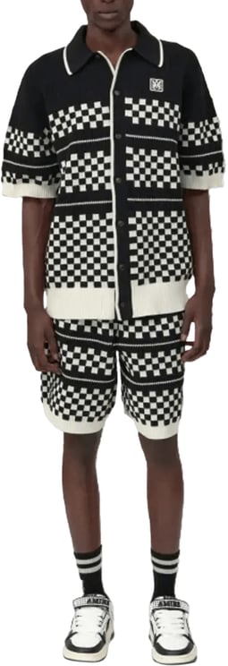 Amiri Geruit mesh shirt zwart