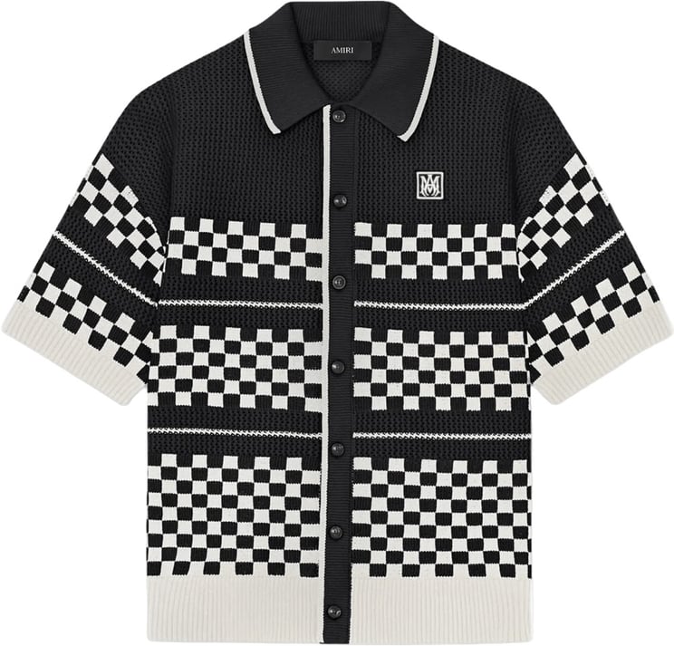 Amiri Geruit mesh shirt zwart