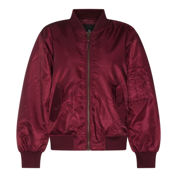 Anine Bing Casual Bomber Jacket in Rich Burgundy Shade