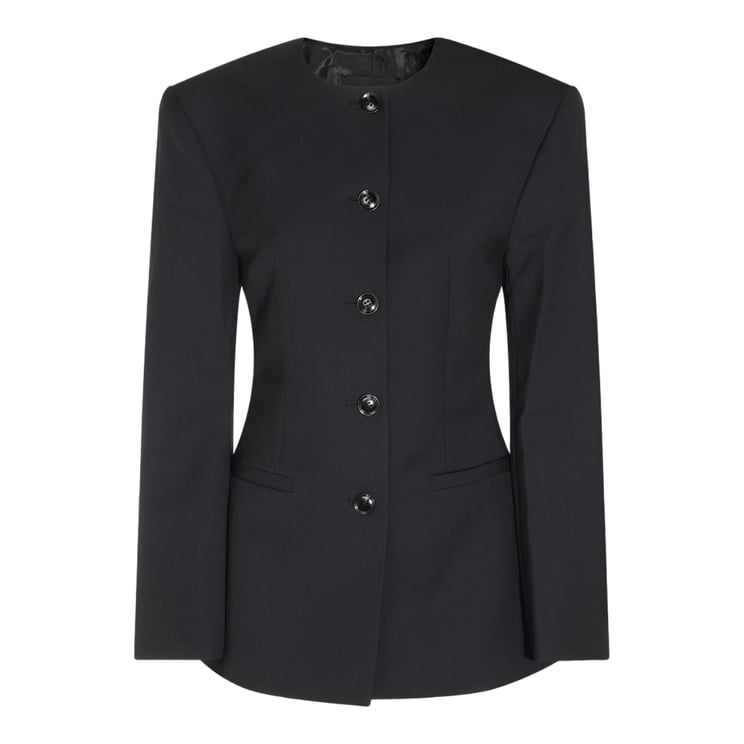 Anine Bing Tailored Black Jacket with Round Neckline