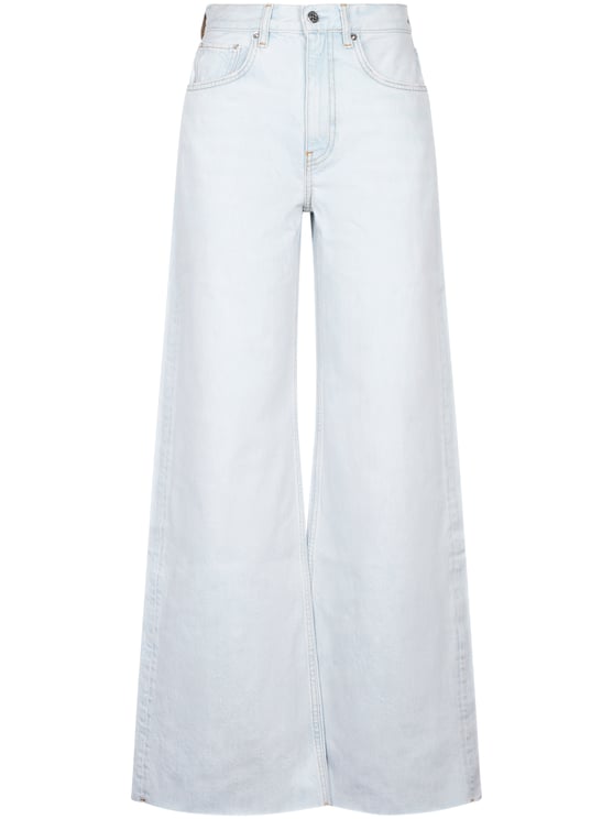 Anine Bing High-Rise Wide-Leg Trousers in Light Denim