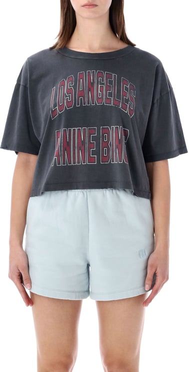 Anine Bing Johnny Cropped Tee Logo La Washed Black