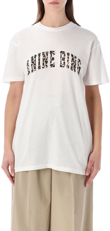Anine Bing Anine Logo Leo Tee Bianco