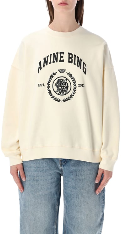 Anine Bing Miles Collegiate Crewnwck Bianco