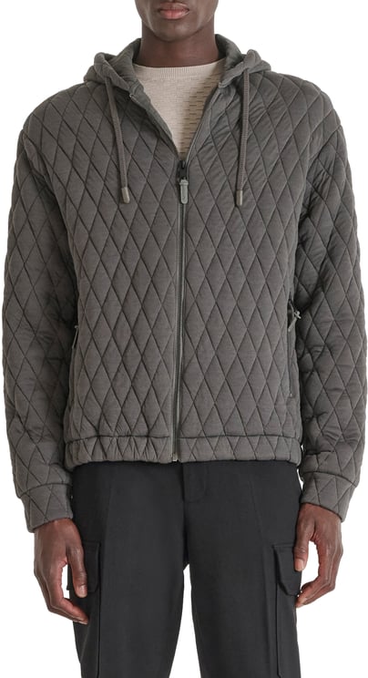 Antony Morato COAT RELAXED FIT IN QUILTED RHOMBUS PATTERN JERSEY POLYESTER FABRIC WITH RUBBER LOGOED PULLER