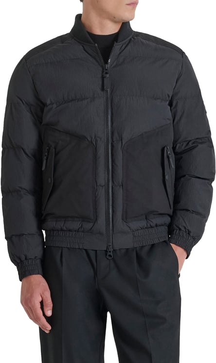 Antony Morato COAT REGULAR FIT IN ECO PADDED CRINKLE NYLON FABRIC WITH DOBBY FABRIC AS CONTRAST AND LOGO