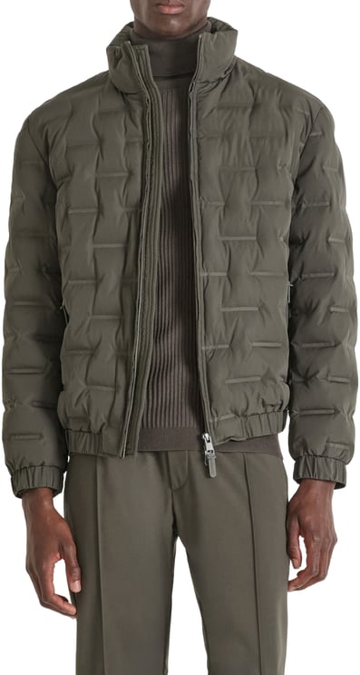 Antony Morato COAT REGULAR FIT IN 3D DEBOSSING TECHNO FABRIC WITH ECOPADDING AND RUBBER LOGO PULLER ZIP