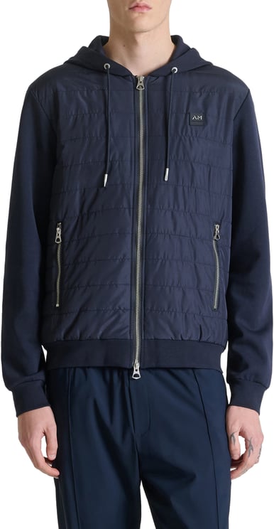 Antony Morato HOODIE REGULAR FIT WITH ZIP AND LIGHT PADDING CONTRAST BODY WITH LOGO PATCH
