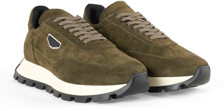 Antony Morato RUNNING RHINO IN SUEDE.3D LOGO ON PLATE.SOLE WITH CONTRAST RUFFLE BOTTOM