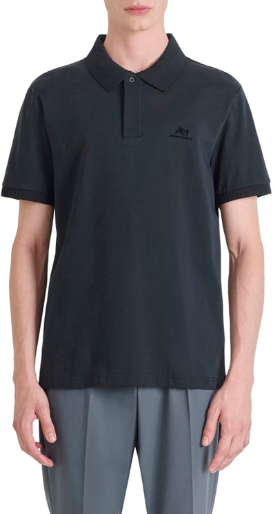 Antony Morato POLO REGULAR FIT IN JERSEY COTTON FABRIC WITH RUBBER FLOCK LOGO PRINT