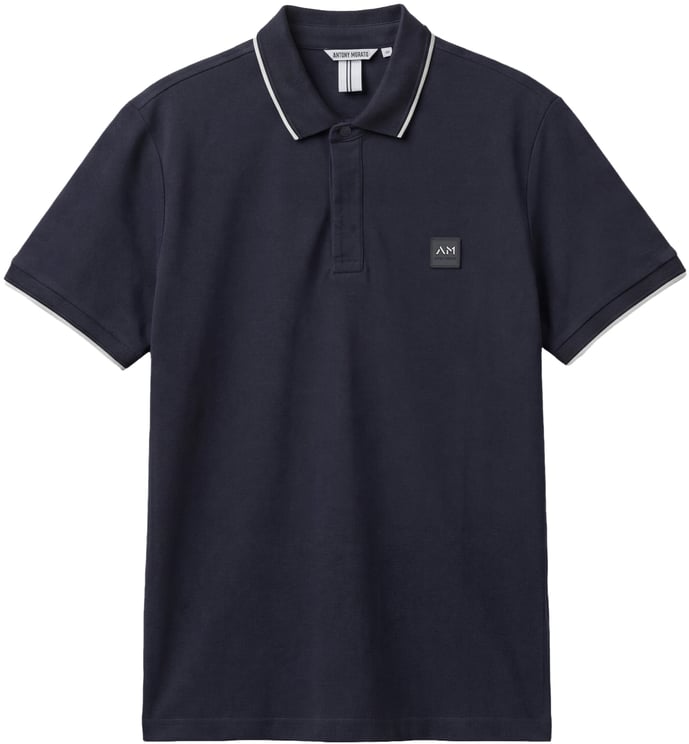 Antony Morato POLO REGULAR FIT IN PIQUET WITH STRIPED RIB ON COLLAR AND ON CUFFS AND LOGO PATCH ON SIDE