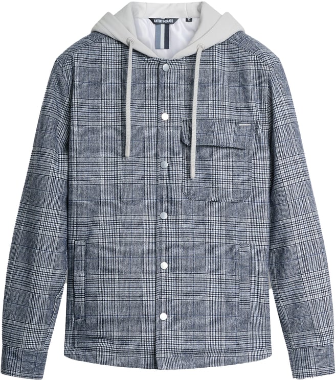 Antony Morato SHIRT REGULAR FIT FABRIC GALLES MOTIF WITH HOOD  PADDED WITH ECO PADDING SORONA