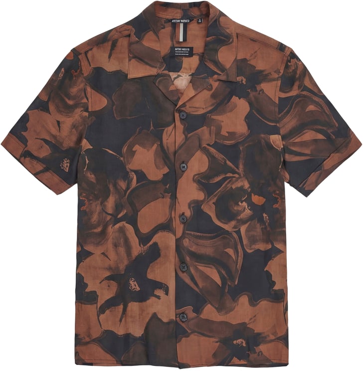Antony Morato SHIRT HONOLULU RELAXED STRAIGHT FIT IN RAMIE FABRIC WITH LOGOED  BADGE