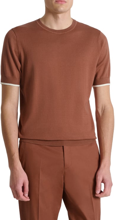 Antony Morato SWEATER ROUND COLLAR SHORT SLEEVES REGULAR FIT IN MERCERIZED COTTON SUPER FINE YARN