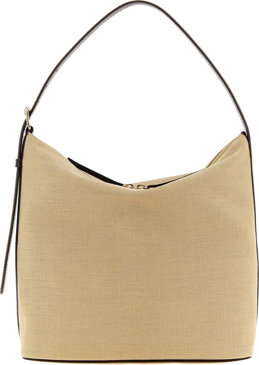 A.P.C. Linen Bag with Leather Accents and Adjustable Strap