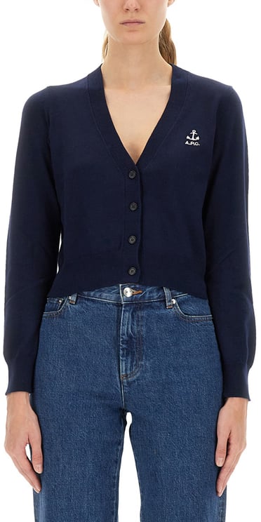 A.P.C. CARDIGAN WITH EMBROIDERED LOGO