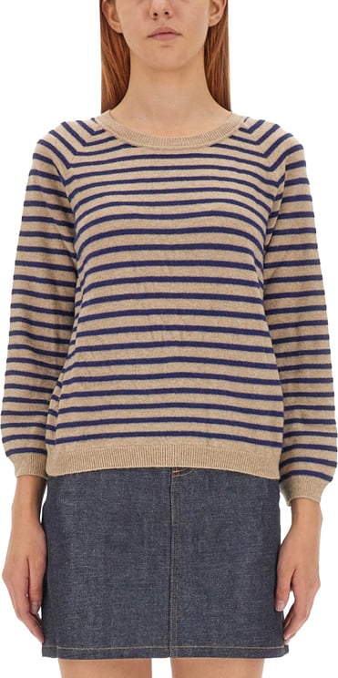 A.P.C. Regular Fit Striped Round Neckline Sweater