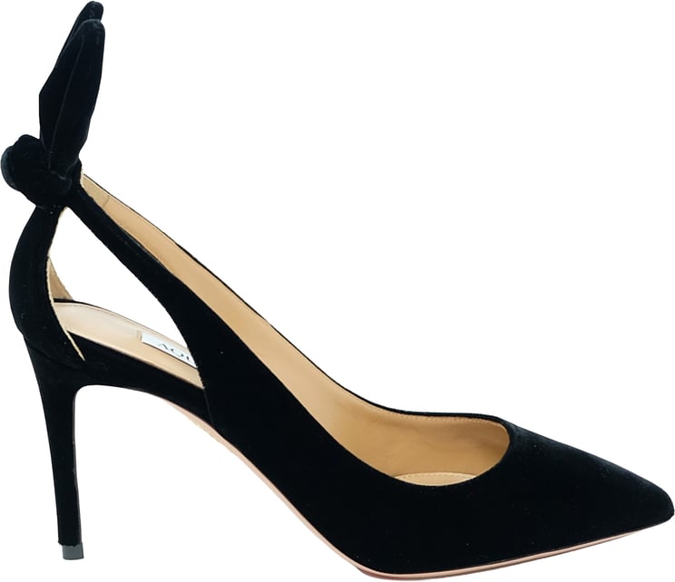 Aquazzura AQUAZZURA DENMIDP0-VEL-000 BLACK VELVET BOW TIE PUMP 85
