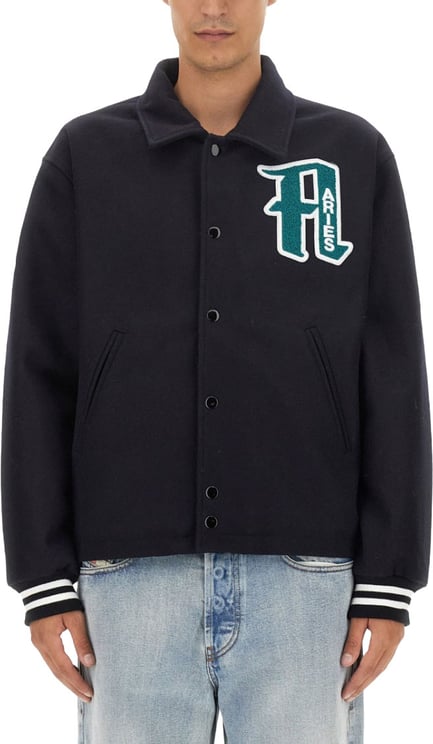 Aries Embroidered Wool Varsity Jacket
