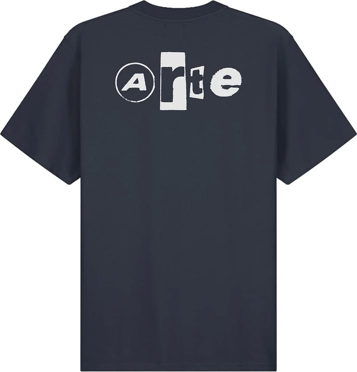 Arte Antwerp T-shirt met collage op de rug, marineblauw