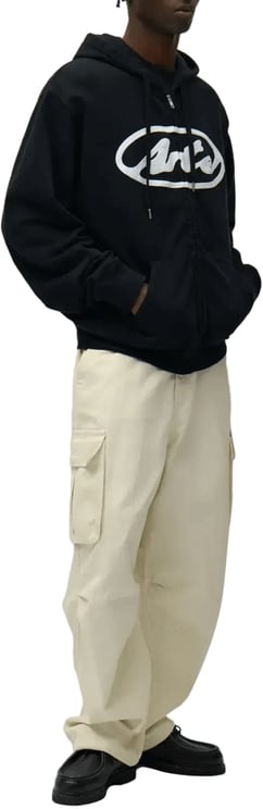 Arte Antwerp Hoodie met ritssluiting en cirkellogo, zwart