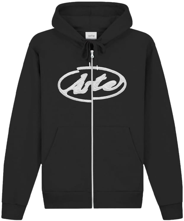 Arte Antwerp Felpa con Cappuccio Circle Logo Zip Nera