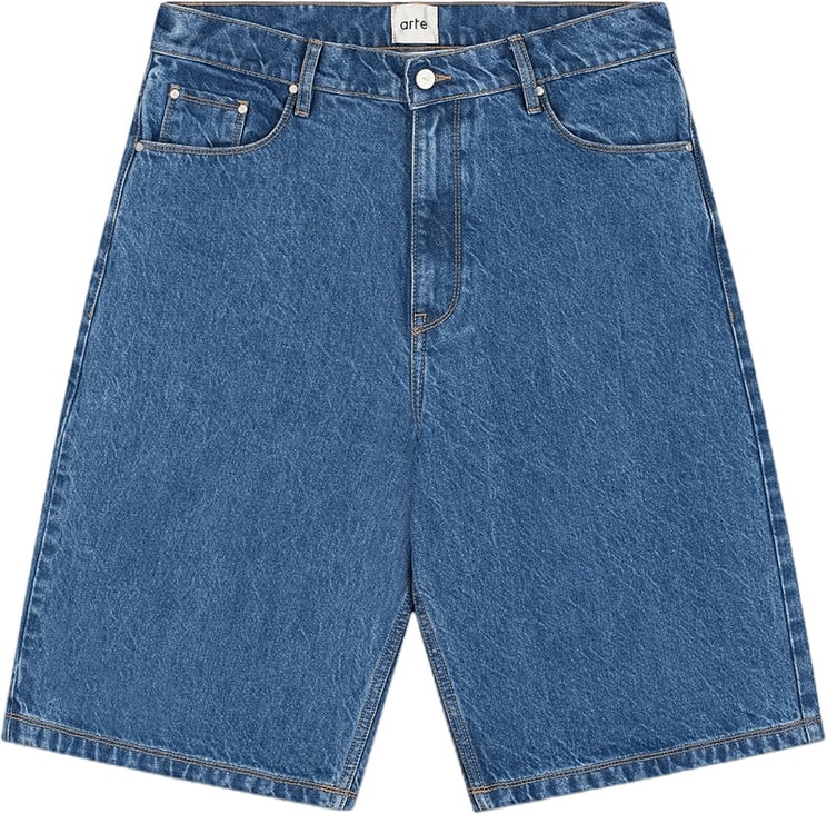 Arte Antwerp Korte spijkerbroek met ronde zakken, gemaakt van onbewerkt denim.