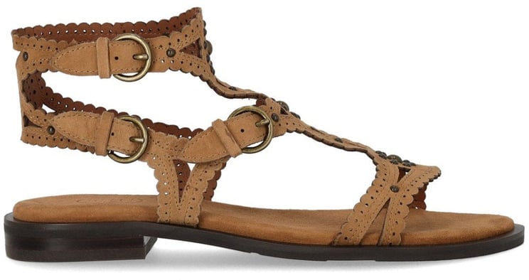 Ash ASH PAPRIKA STUDS CAMEL FLAT SANDAL