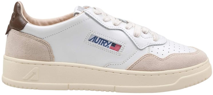 Autry Autry medalist low leather and suede sneakers in white and brown