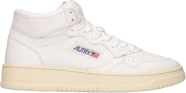 Autry Elegant Sneakers in White Leather with Beige Sole