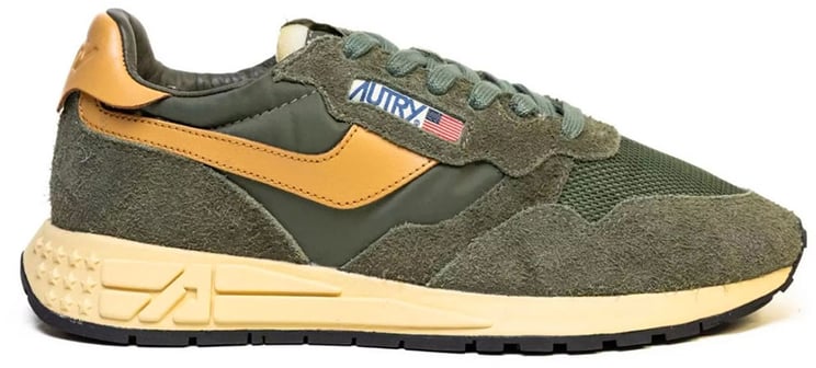 Autry baskets autry reelwind low nylon daim kaki orange homme