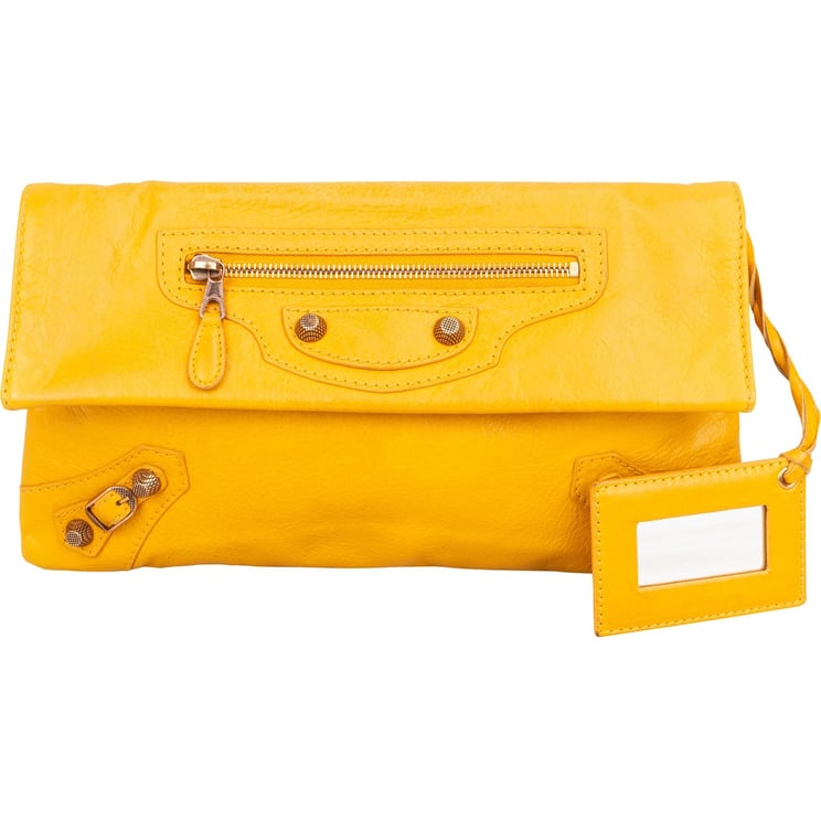 Balenciaga Balenciaga Yellow Leather Envelope City Clutch