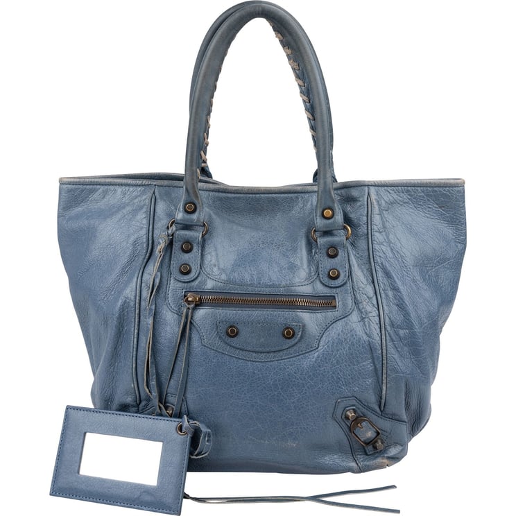 Balenciaga Balenciaga Blue Leather The Work City Tote Shoulder Bag