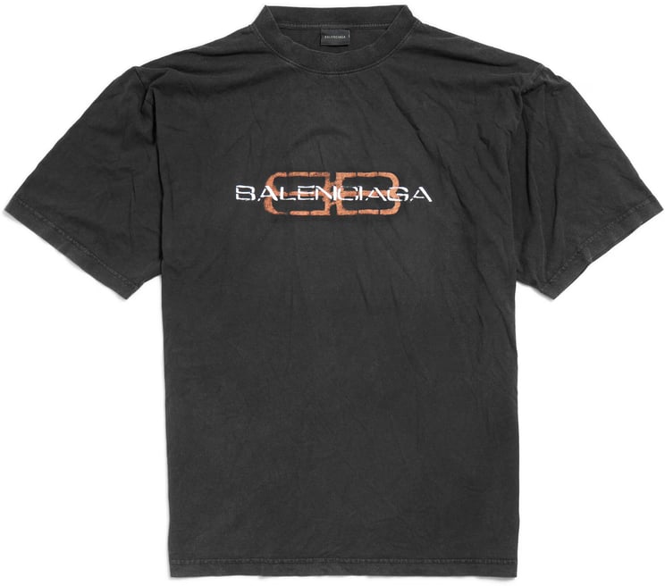 Balenciaga Black Medium Fit Graphic Cotton T-Shirt