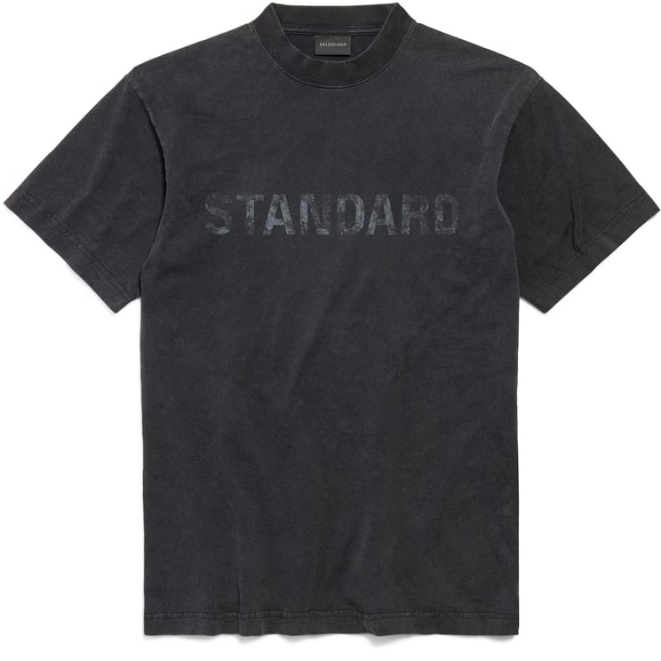 Balenciaga Washed Black Standard Distressed Cotton T-Shirt